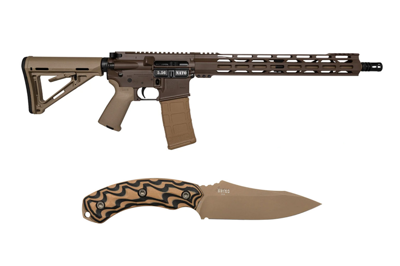 DIAMONDBACK DB15 5.56 NATO Rifle with Magpul Stock and Southern Grind Jackal Fixed Blade Kni